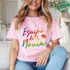 Spanish Bridal Wedding Engagement Party Shirts Rainbow Graphic Tees, Team Bride Squad Blouses Girl Bachelorette Hen Party Tops