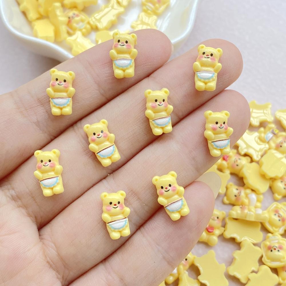 

50Pcs Cute Mini Cartoon Bear Nail Art Resin Designer Charms DIY Craft For Nail 3D Decorations Jewelry