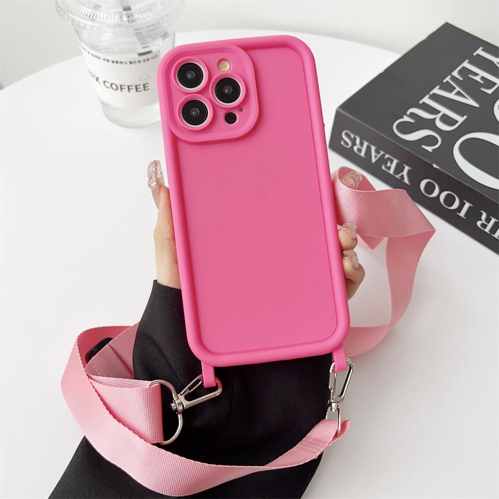 Crossbody Lanyard Soft Silicone Phone Case For iPhone Air 14 13 15 16 17 Pro Max 12 11 X XR XS 7 8 Plus SE 2020 Shockproof Cover