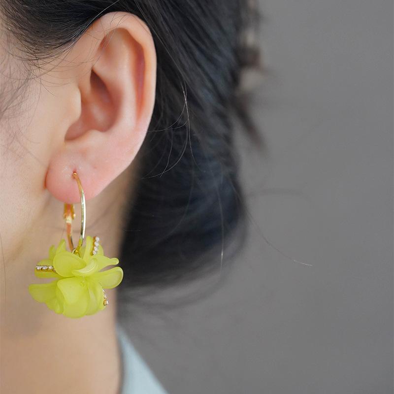 Korean Fashion Sweet Acrylic Petal Earrings - Unique, High-End Design