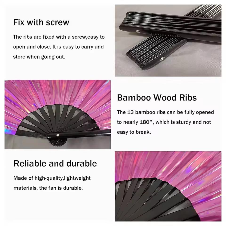 Raves Hand Fan Foldable Craft Holding Lasers Colors Hand Fan Festival Handheld Folding Fan For Dance Decoration Holiday Party