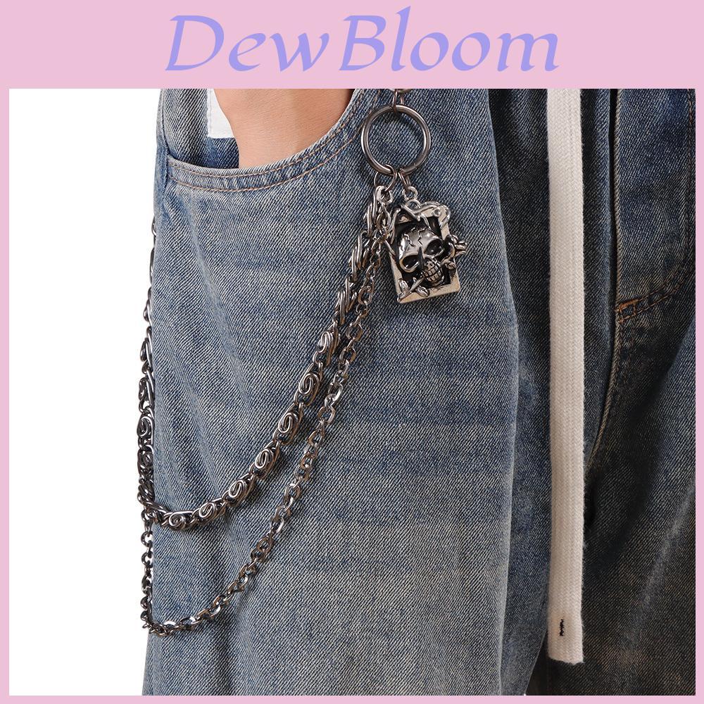 Punk Metal Halloween Waist Chain With Rose Skull Dual Layer Hip Accessory For Men And Women