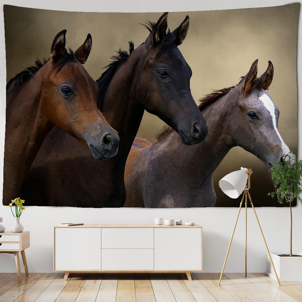 Spur The Horse Galloping Tapestry Wall Hanging Chinese Ink Painting Hippie Bohemian Dormitory Studio Decor large Tapestries