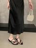 French pointed thick heel strap sandals fairy shoes 2025 new summer with skirt toe silver Roman shoes