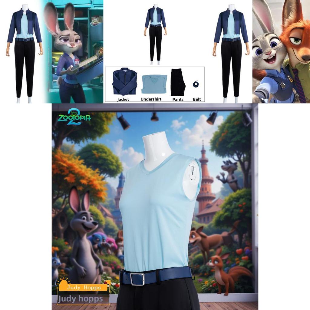 Costume Cosplay Judy Hopps di Zootropolis 2 in Poliestere ed Elastan per Bambini Eventi di Halloween