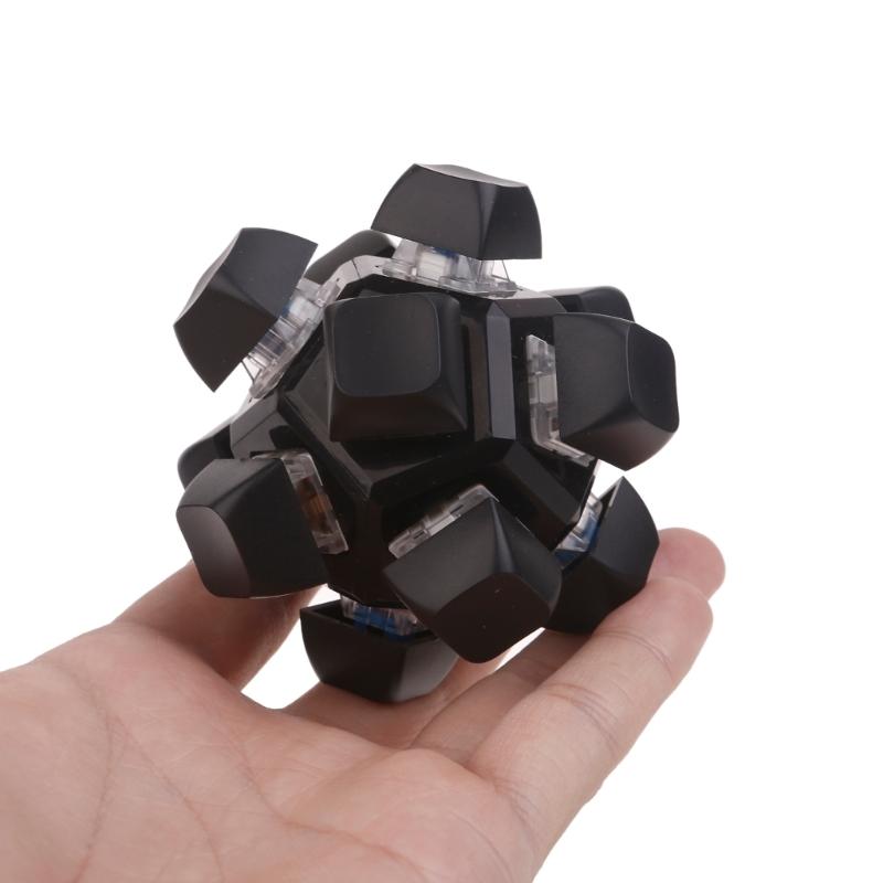 12 Sided RubiksCubes Mechanical Keyboard Switches Keychain Light Up Switches Tester Kit Decompression Relaxation Toys
