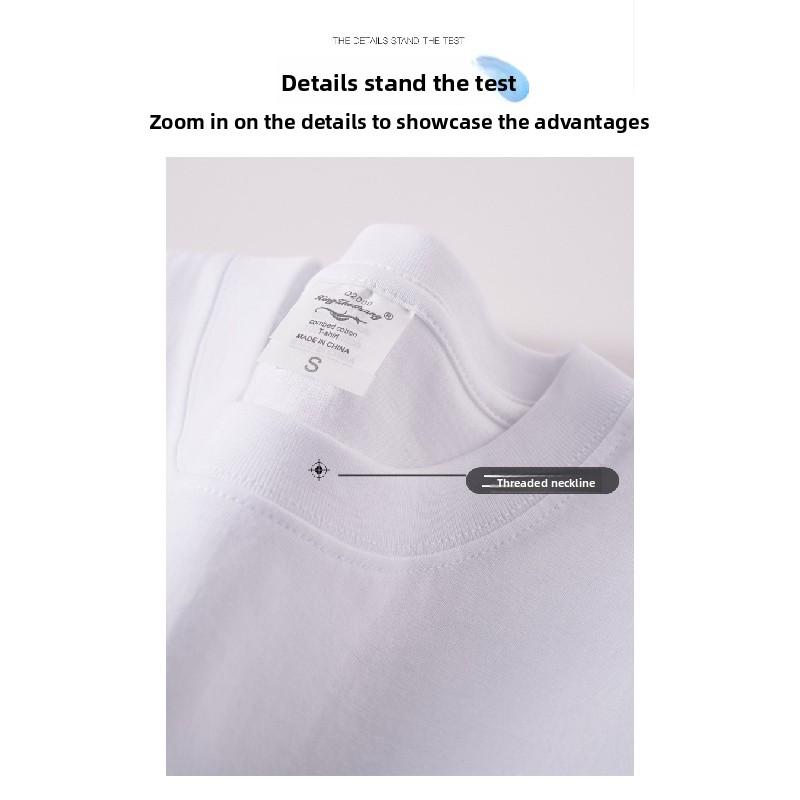 New 200g short-sleeve combed cotton solid color t-shirt, versatile summer women's outerwear and inner layer, round-neck tee for students