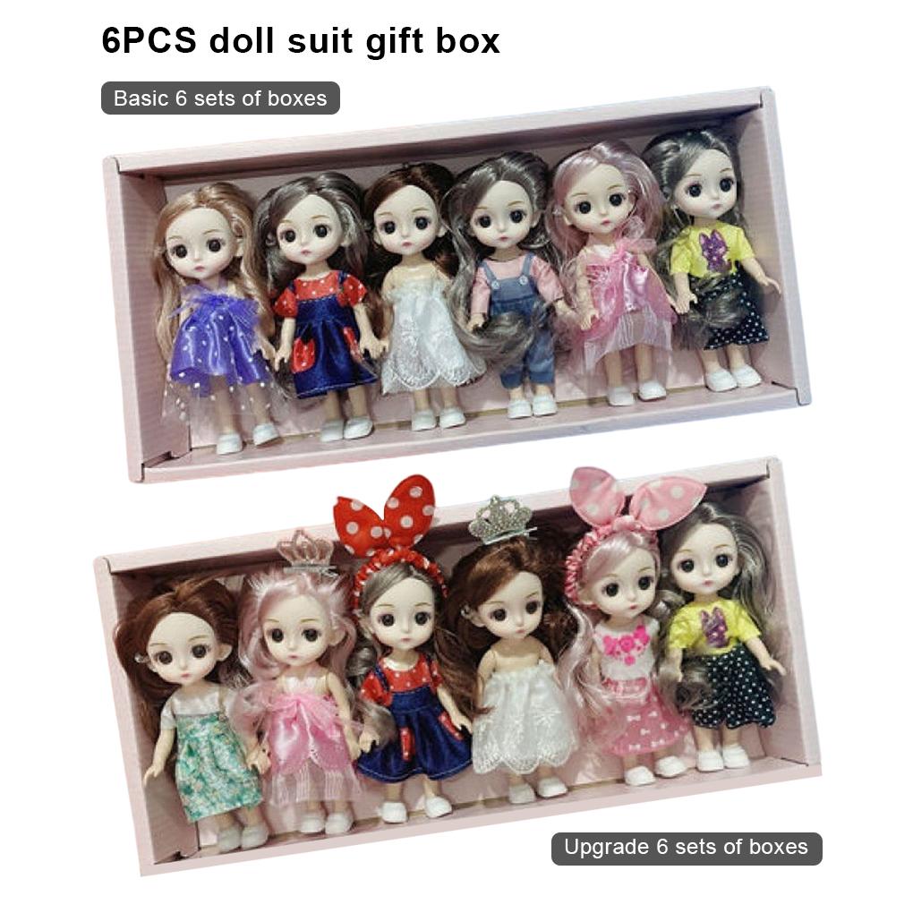 Dolls Set Gift Box Passing Home Toys Birthday Joints Fashion Cute Children Hairpiece 3D Eyes Playing Mini Make Up