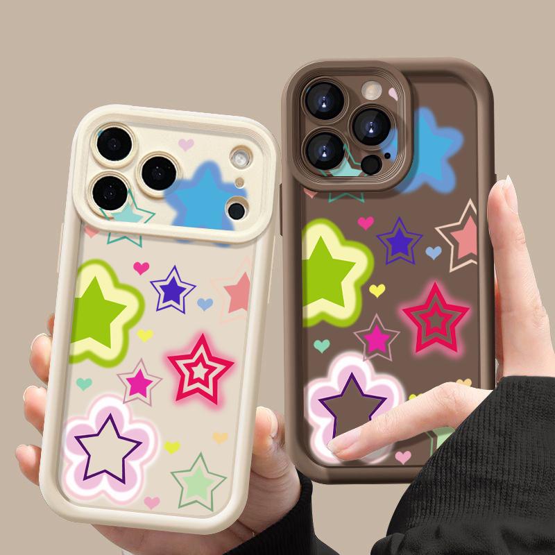 Shockproof Phone Case For iPhone 17 Pro Max Blended Colorful Stars Pattern Silicone Cover For iPhone 16 Pro Max Cover iPhone 15 14 13 12 11 16E