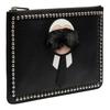 Fendi Zipper Closure Genuine Leather Clutch Men Clutch Black 7N0078-52P-F057A