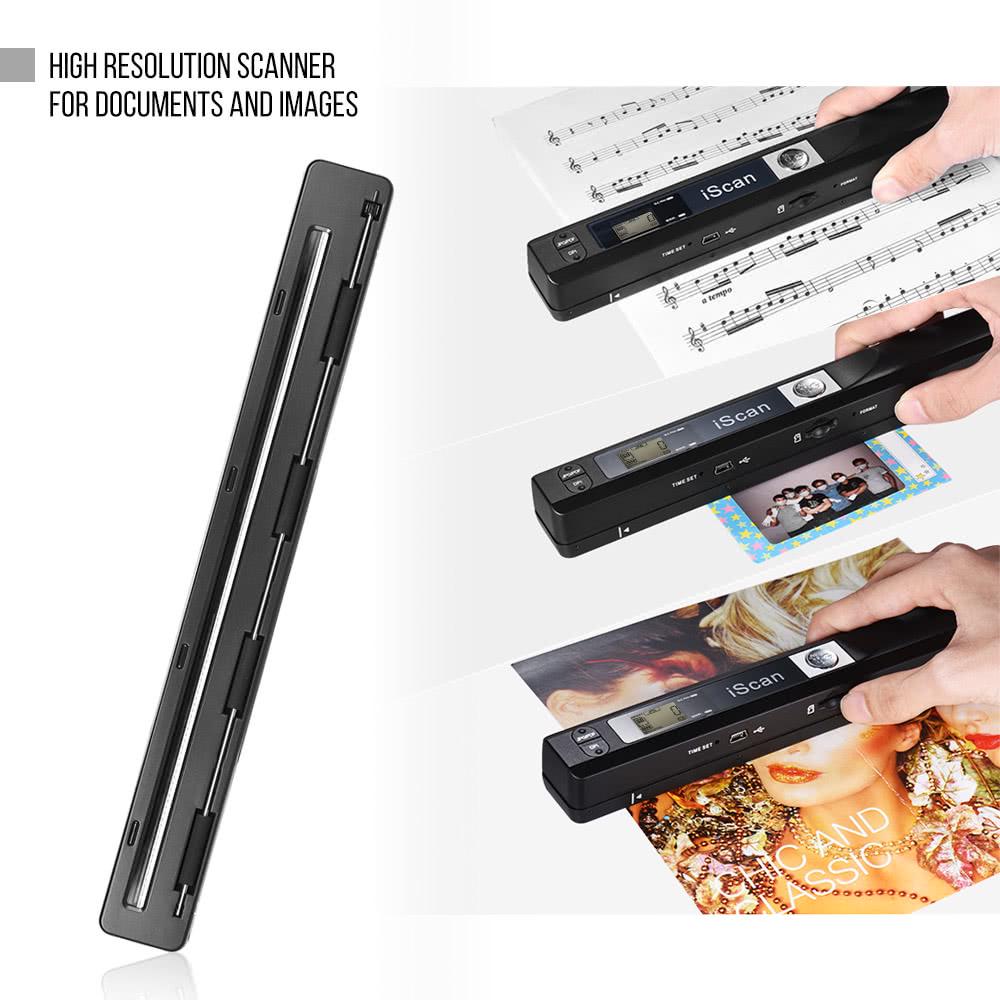 

Portable Handheld A4 Documents Images HD Wireless Scanner Wand with LCD Display Black
