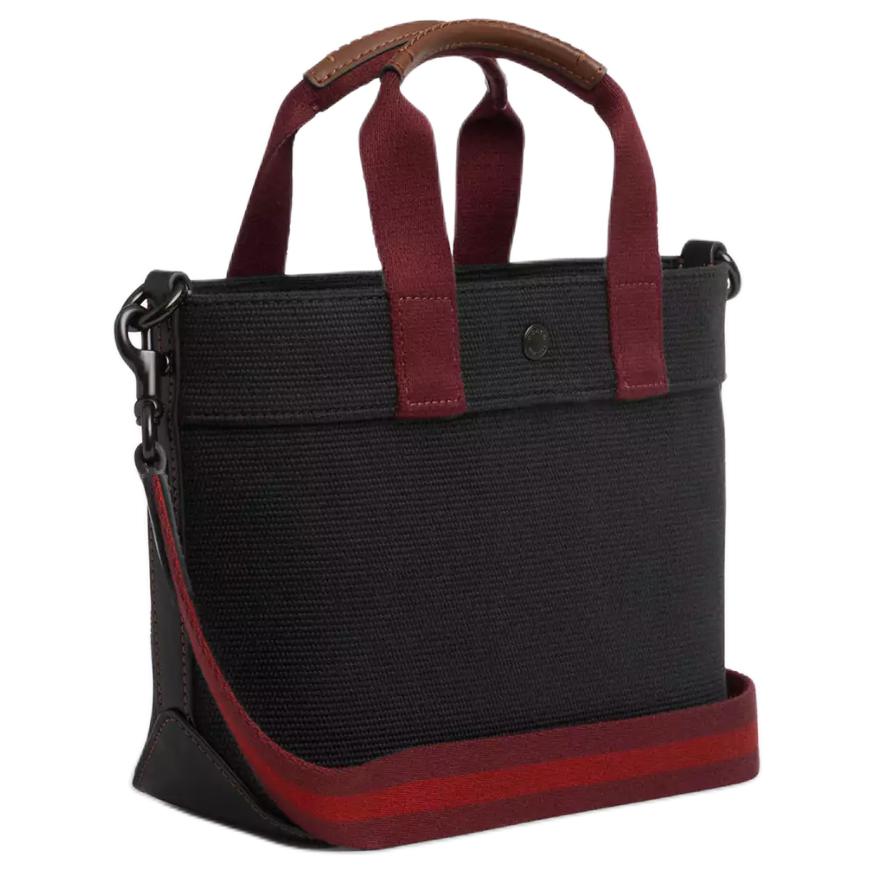 Coach 20 Letter Logo Snap Closure Canvas And Smooth Leather Tote Bag Men Tote Bags Black CU299-JIBLK