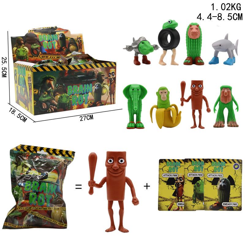24Pcs Brainrottung Tung Sahur Jewelry Blind Bag Characters Funny Meme Pvc Toy Model Blind Box Home Decoration Children'S Gifts