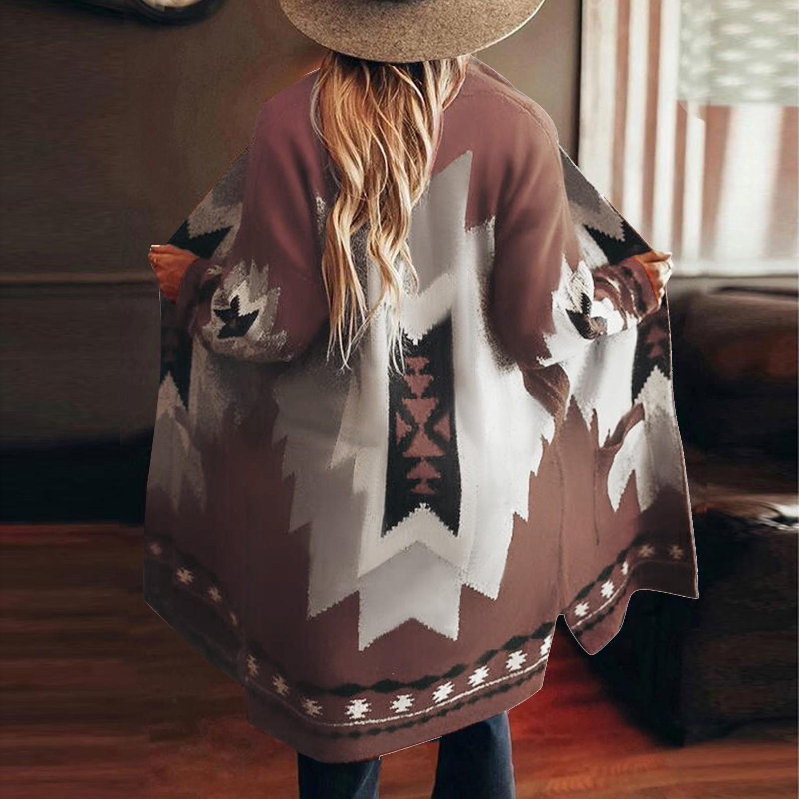 

Женская мода, зимний винтажный вязаный кардиган в этническом стиле, свитер, пальто, блузка, топ XXXL красный