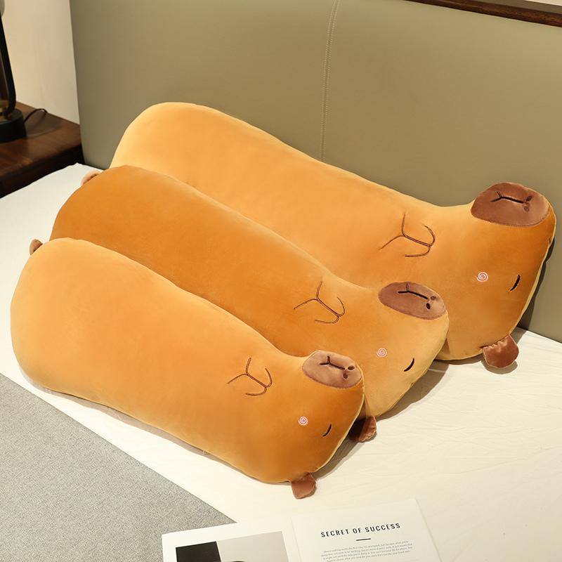 Kawaii Cartoon Capybara Plush Toy Long Pillow Creative Stuffed Hugging Body Pillow Rectangle Cushion Home Decor Gifts for Friend