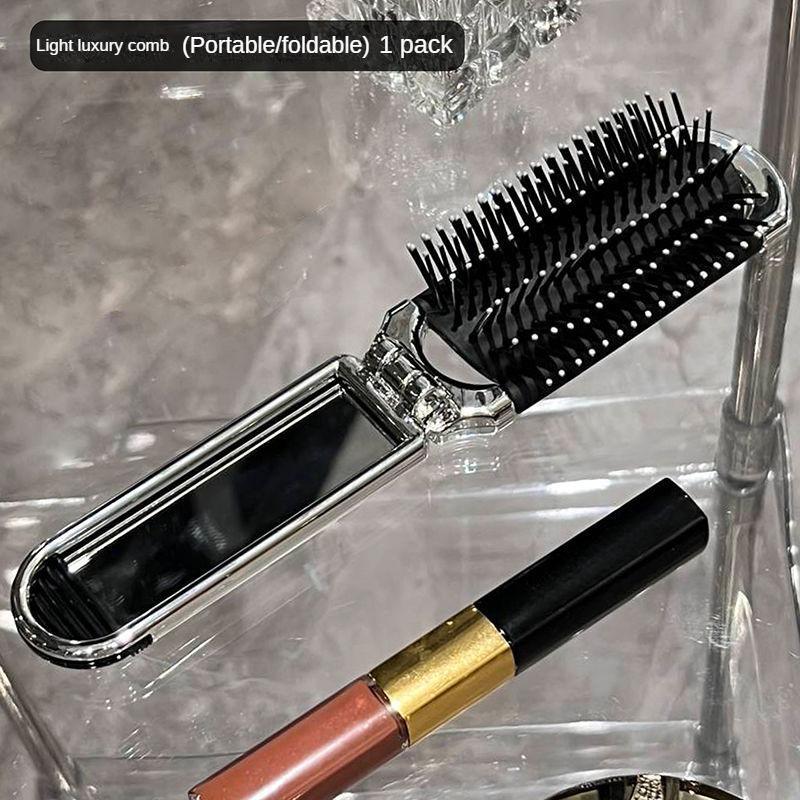 Pente Portátil de Luxo Leve Pente Portátil Pente de Almofada de Ar Pente Especial para Mulheres e Homens Espelho Integrado Dobrável Pente Pequeno Pente de Massagem Shunfa
