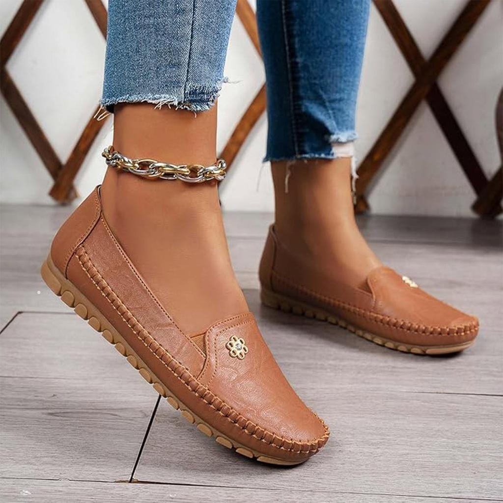 Mocassini Ortopedici Scarpe Per Donna Mocassini Ortopedici In Pelle Scarpe Eleganti Per Donna Scarpe Piatte Leggere Comfort Casuale - Scarpe Da Passeggio Con Fiore
