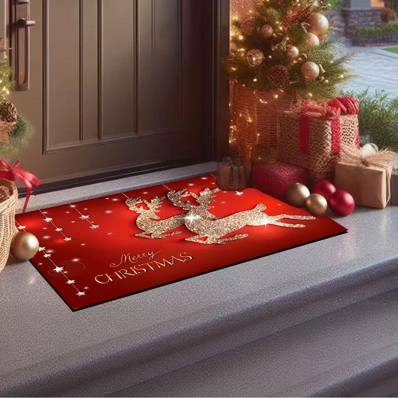VIKAMA Christmas Snowman Snowflake Entrance Doormat, Soft Non‑Slip Washable Floor Mat, Hallway Xmas Holiday Home Decor
