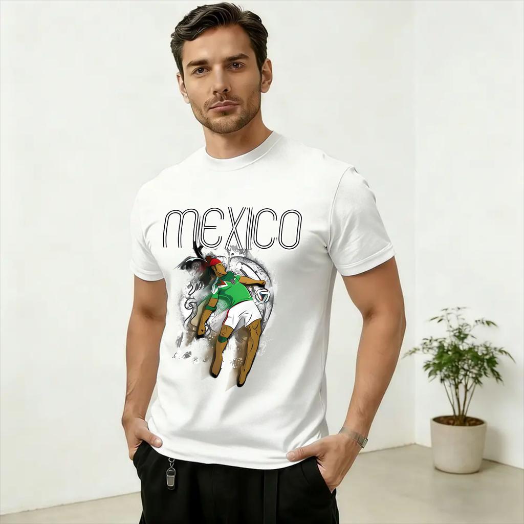Mexico Soccer Fanart T Shirt for Unisex Pure Cotton Vintage TShirts Crewneck Tees Short Sleeve Clothing Printed