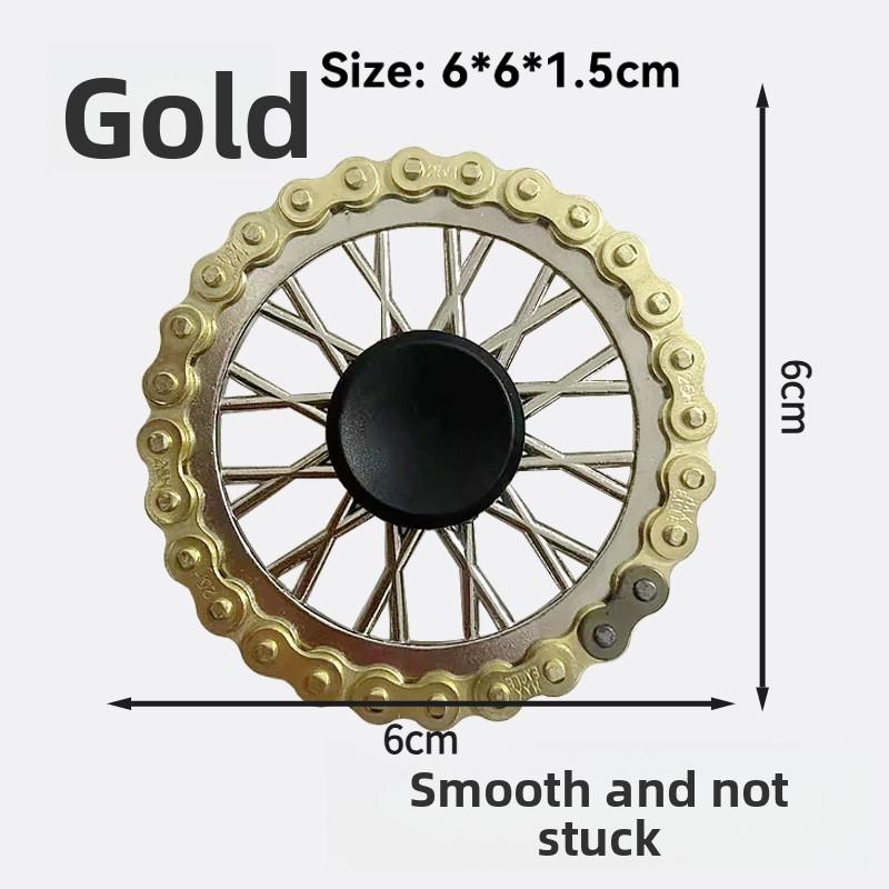 

Stress Relief Metal Finger Wheel Spinner Chain Gear Mechanical Chain Alloy Round Fidget Spinner Stress Boredom Relief Toy золотий