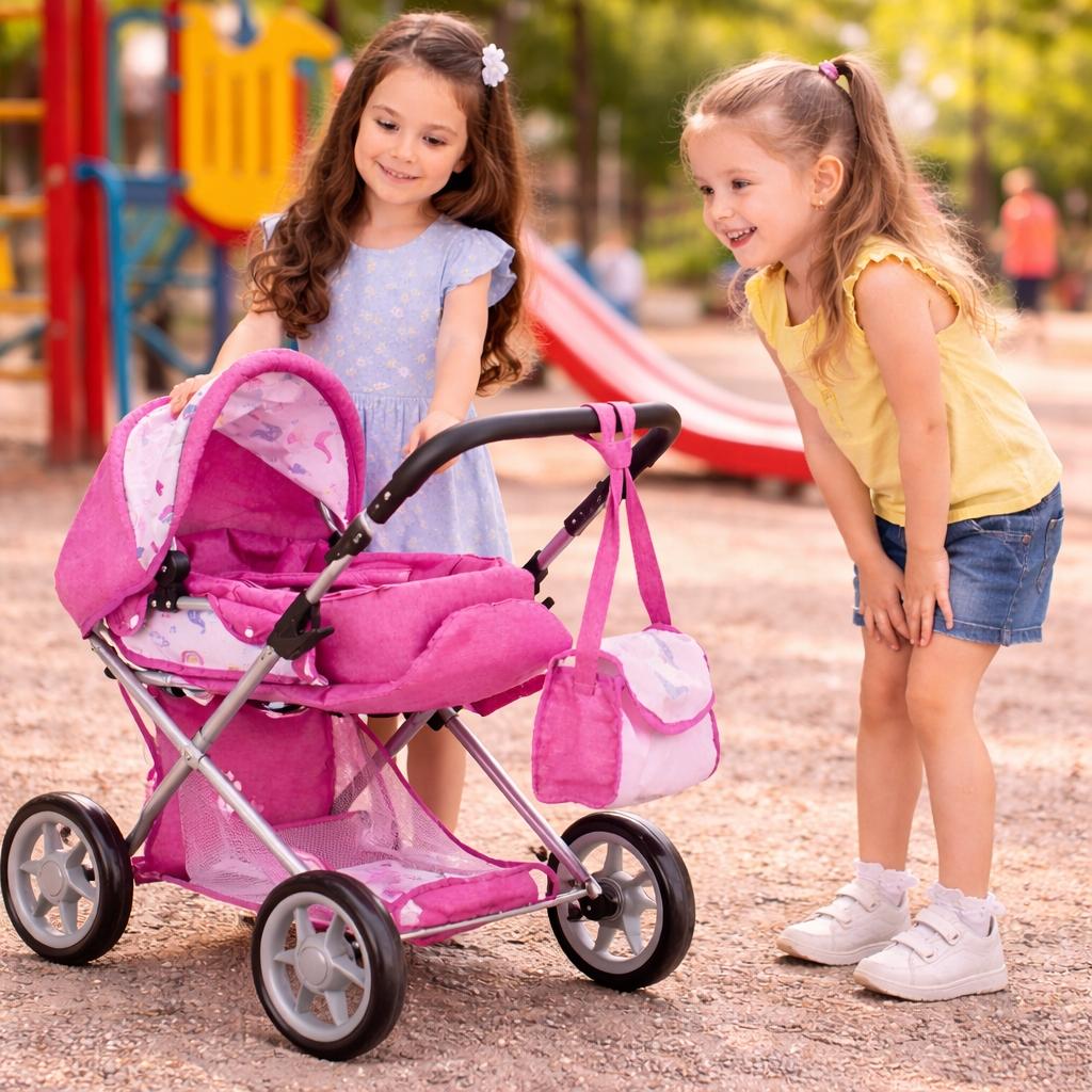 [PACZB] Puppenwagen 3 in 1 Korb, Buggy, Trage + Zubehör Z3333
