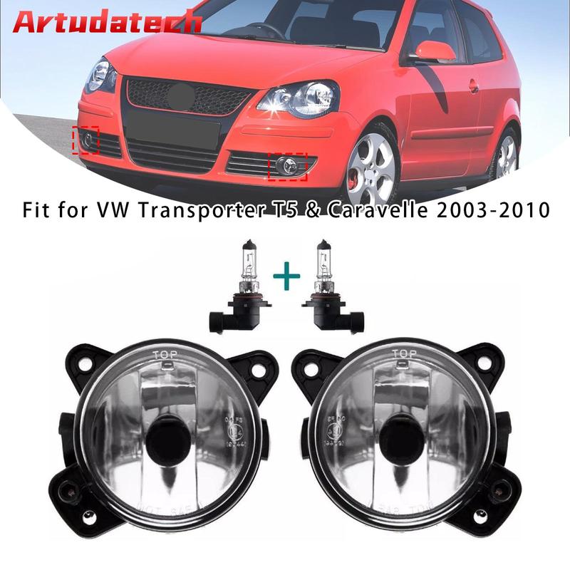 Artudatech Pair Front Bumper Driving Fog Light With Bulbs For VW Polo 9N 2005-2009 Car Accessories