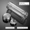 Glass Water Bottle, Heat-Resistant, Clear, Double-Pane Glass, Portable Mug with Tea Strainer, Unisex, Gift, Direct Drinking (500ml)