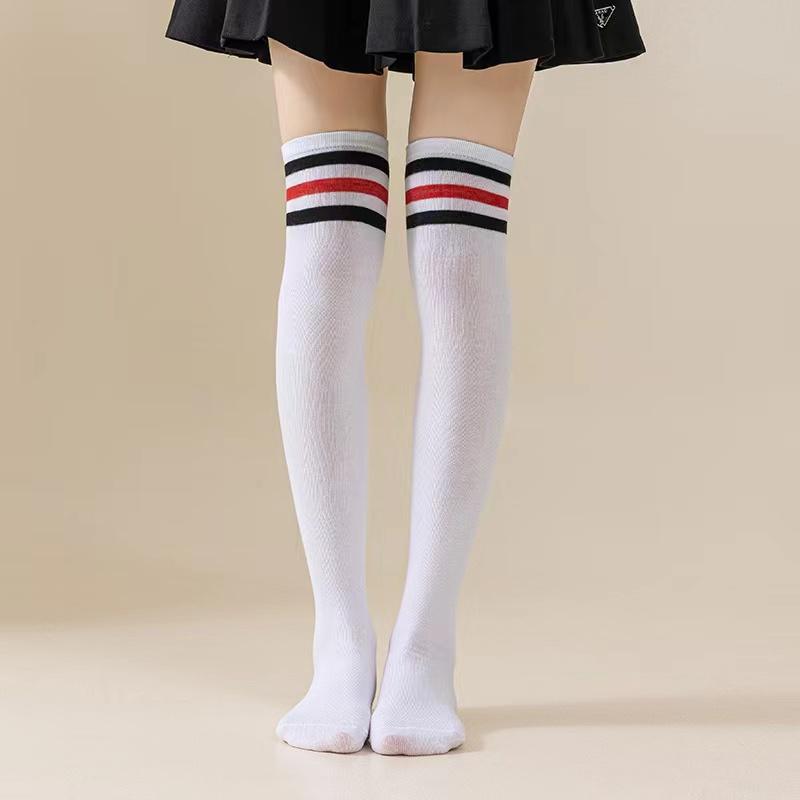 New 1Pair Sexy Long Socks Solid Color Striped Women Over Knee Thigh High Over The Knee Stockings Ladies Girls Warm Knee Socks