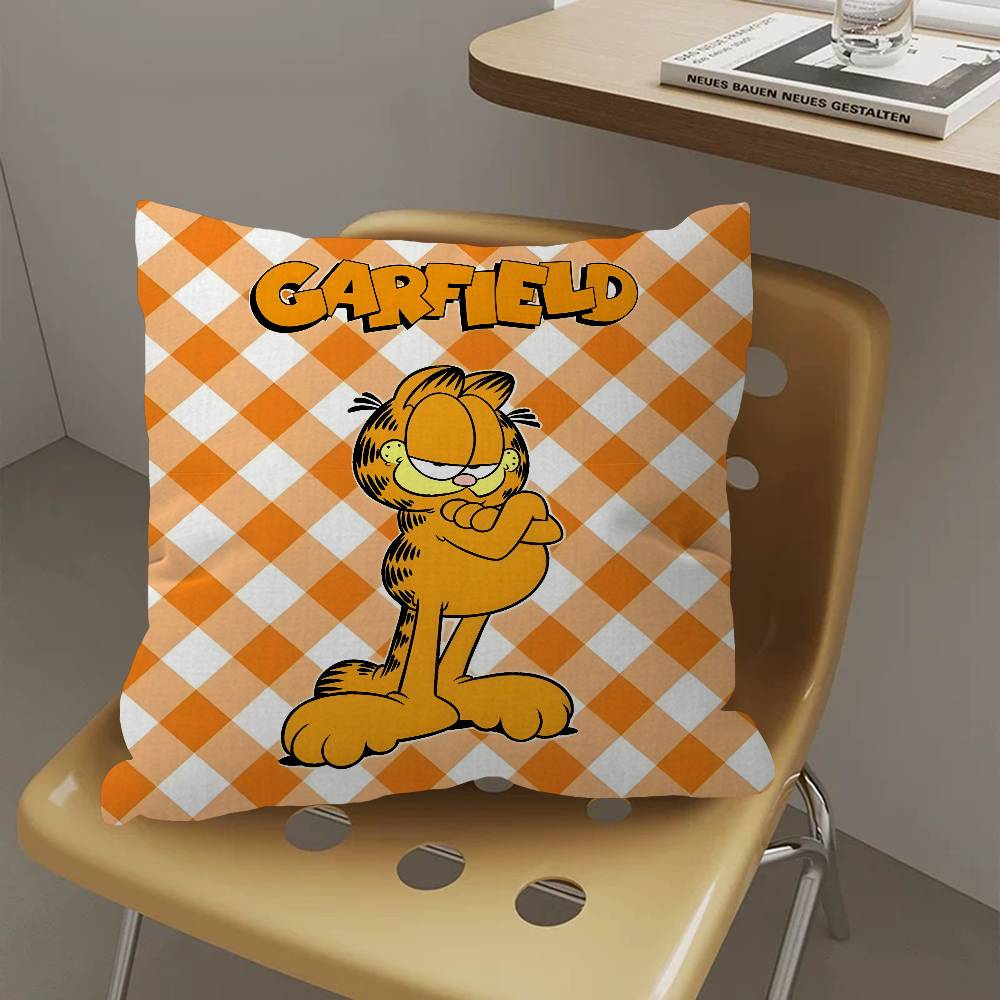 Cartoon Garfield Cute Cat Cushion Cover Car Throw Pillow Case For Sofa Car Christmas Gift 40X40Cm 45X45Cm