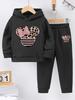 Butterfly Festival Printed 2sets Fashion Exquisite Girls Fall/Winter Pattern with Fleece Warm Lined Hoodie and Tracksuit Pants