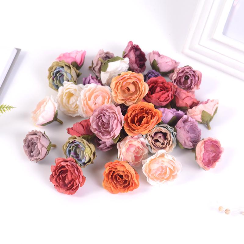 5/10PCs Rose Artificial Flowers 5CM Fake Flowers for Home Room Decor Garden Wedding Marriage Decoration DIY Gifts Accessories