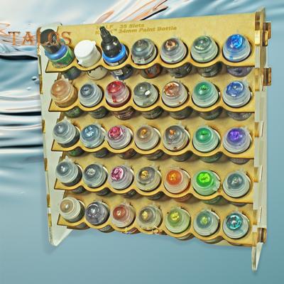 Organizzatore di vernice per artisti, supporto per bottiglie di pigmento rotonde da 34 mm, 35 fori, facile da montare, supporto stabile per stazione di vernice con maniglia