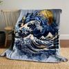 Golden Moon and Japanese Great Waves Print Blanket Soft and Cozy Perfect for the Living Room Bed Sofa or a Nap,gift