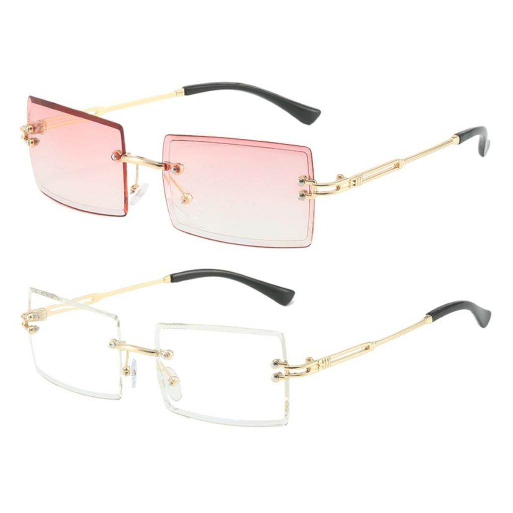 Gradient Lens Rimless Sunglasses for Men and Women Beach Eyewear UV400 Protection