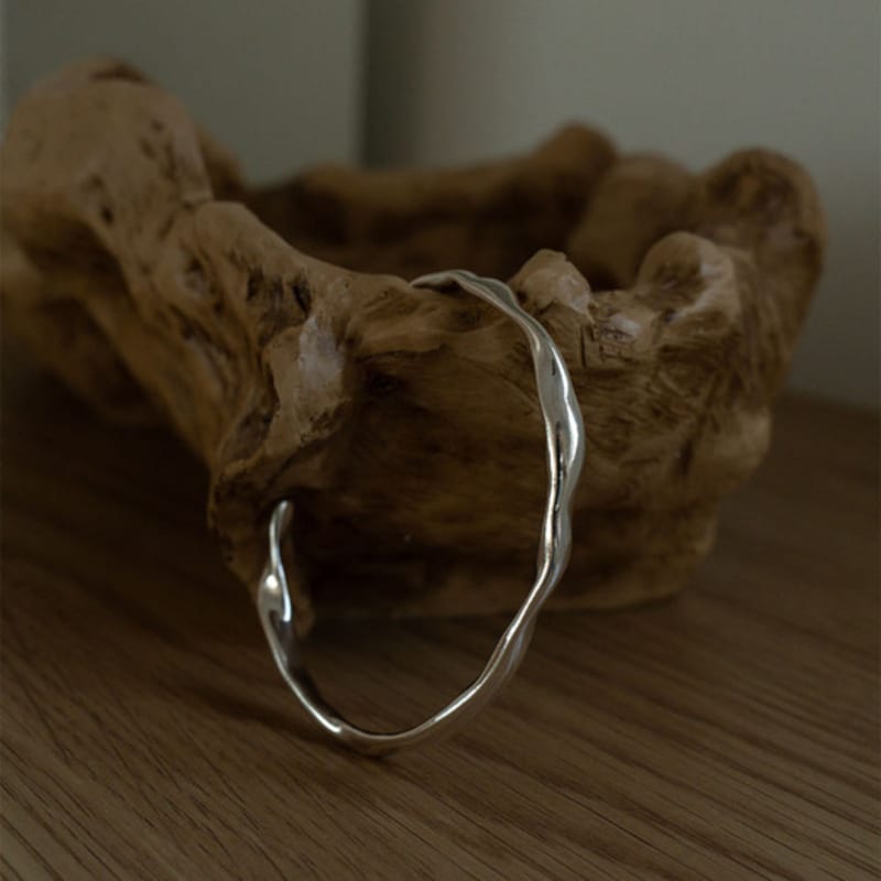 Youngglow Silver925 Rough Bangle Bracelet