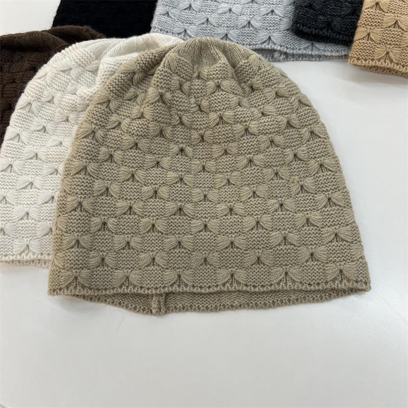 Elegant literary and artistic autumn and winter new cashmere hat hollow knitted wool hat warm bag head ear protection hat tide confinement hat