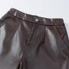 Women's High-Waisted Leather Pants - 2025 Autumn/Winter Loose Straight-Leg Lambskin