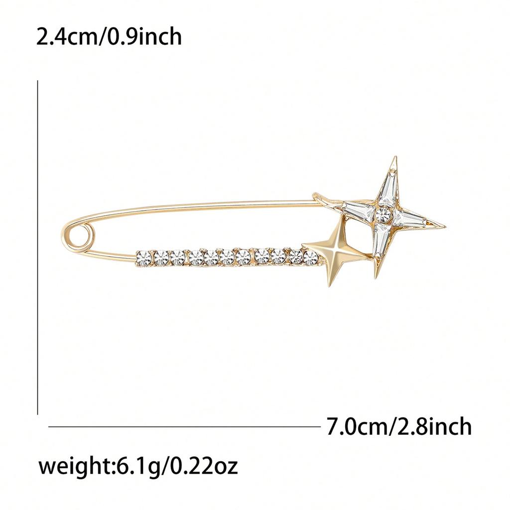 New Light Luxury Alloy Water Diamond Cross Star Pins Exquisite Versatile Women's Suit Coat Chest Flower Jewelry Pin