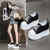 Casual Platform Shoes Women's Spring and Autumn New 2025 Super High Heel Inner Height Increase Canvas Single Shoes Solid Color Simple Trend