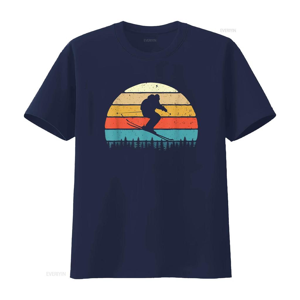 Retro Skier Skiing Winter Sports Ski Lover T Shirt vintage Washed designer clothes Stretched streetwear graphic Unisex