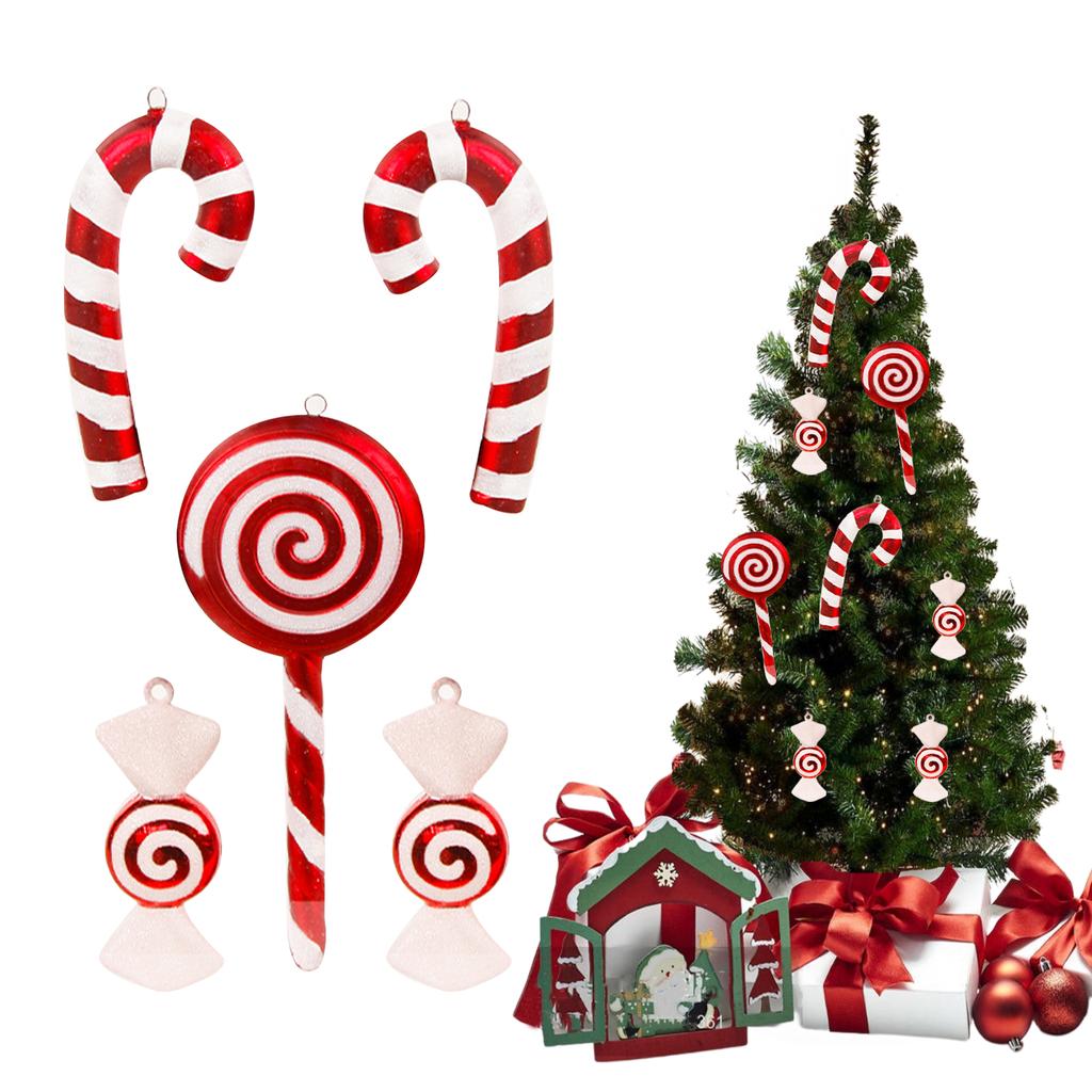 Xmas Tree Candy Decor PVC Material Classical Hanging Candy Ornaments for Holiday Party 5 Candies