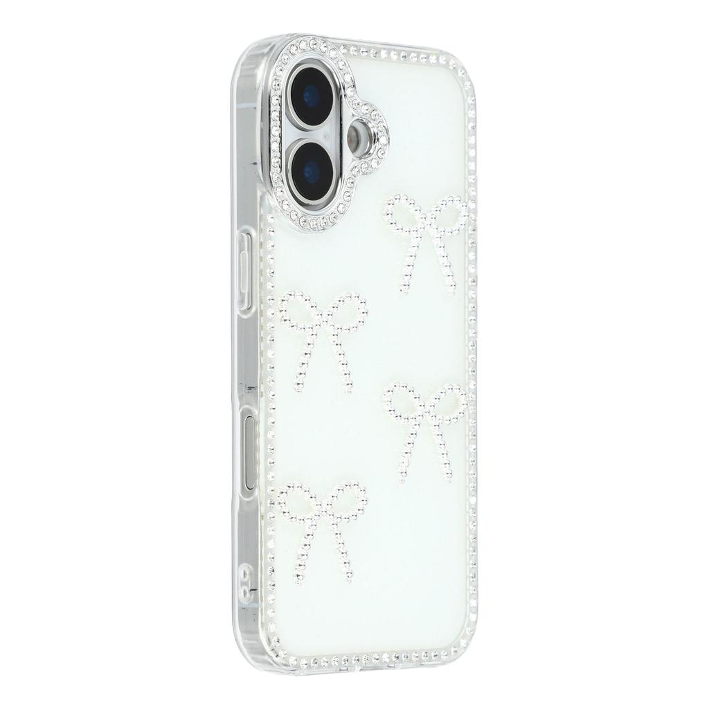 For iPhone 17 Case Rhinestone Edge Butterfly Bow Decor TPU+PC IMD Phone Cover