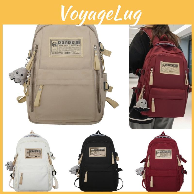 Ulzzang Canvas Backpack For Girls Korean Style Fashionable Streetwear Nylon Material Cow Print Design