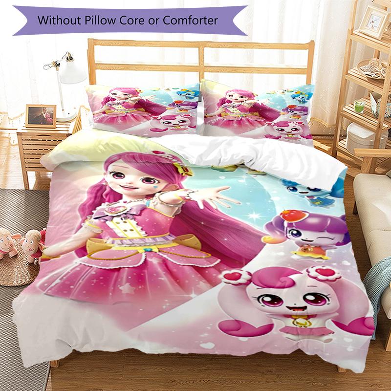 3pcs Magic Sweethear (4) Design Cover Set - HD Printed Bedding with 1 Cover and 2 Pillowcases - Perfect for Home and Dorm Decor