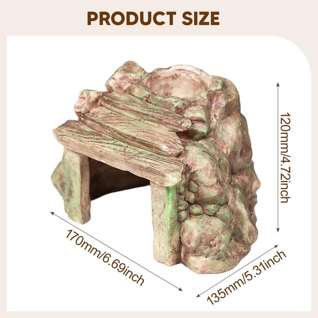 Resin Reptile Hideout Cave Fish Tank Ornament Decor Aquarium Habitat for Tortoise Turtles Reptiles Frogs Fish Gecko