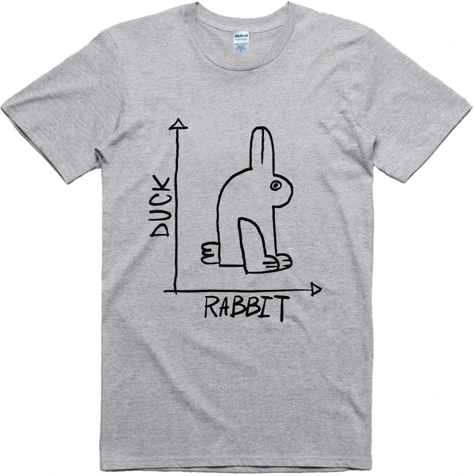 Mens Funny T-Shirt Rabbit Duck Design Regular Fit 100% Cotton Tee S