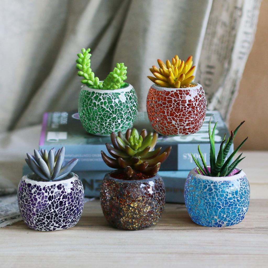 Farget glassmosaikk lysestake i europeisk stil – Bryllups- og bardekorasjonsrekvisitt