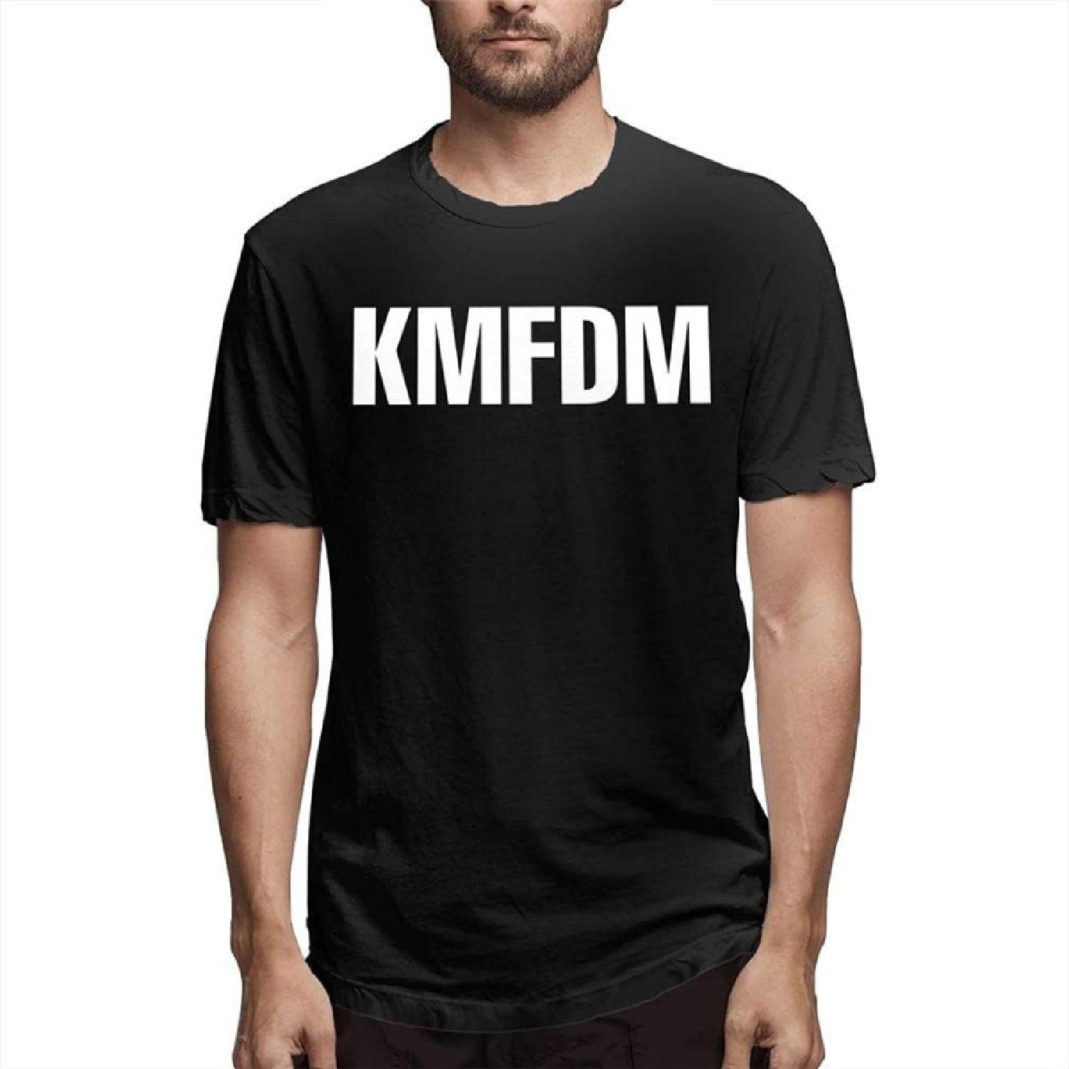 Droomdy Футболка Логотип KMFDM Мужские Стильные Хлопковые Футболки Круглый Вырез L Черный S
