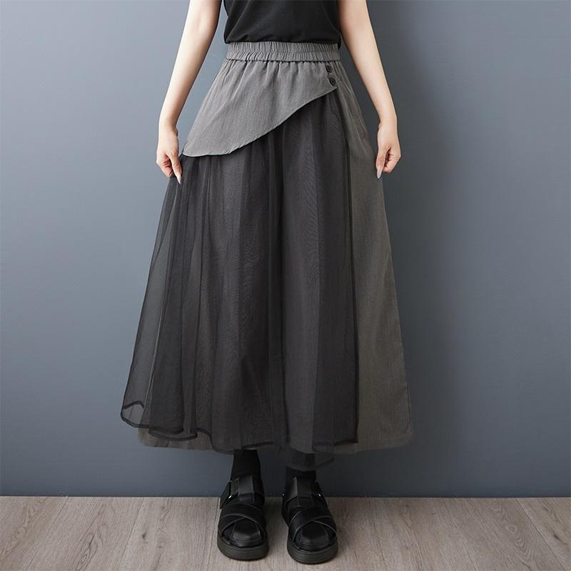 Plus size Vintage high Waist Casual loose long Summer wide leg SKIRT Pants Women Trousers
