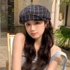 Retro Plaid Beret Hat For Women Spring Summer Sunshade Breathable Korean Style